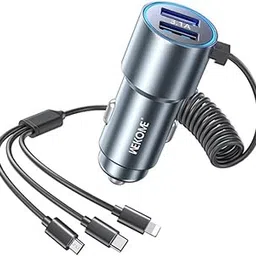 WK LIFE BORN TO LIVE- Car Charger with 33W Super Fast Charging and 1m Fast Charging Cable, 3-in-1. image 1