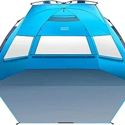 OutdoorMaster Pop Up Beach Tent for 4 Person - Easy Setup and Portable Beach Shade Sun Shelter Canopy with UPF 50+ UV Protection Removable Skylight Family Size - Blue-picture-24