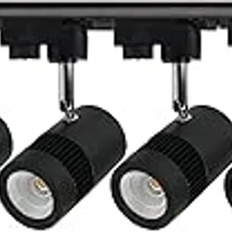 JACKAL Metal Led 9 Watts Indoor Ceiling Spot Light/Focus Light/Track Light (White)|Flexibly Rotatable Light Head|for Kitchen,Living Room&Malls-Trackway Included (Black Body),Pack of 6-image-1