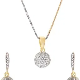 zeneme American Diamond Gold Plated Jewellery necklace for girls Pendant Set-picture-37