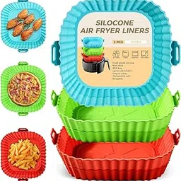FEXONXA 3-Pack 8-Inch Air Fryer Silicone Liners – Reusable Food-Grade Silicone Air Fryer Pot, Heat-Resistant Basket Accessories – Replacement for Disposable Parchment Paper-picture-21