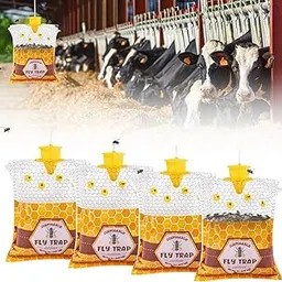 Big Fly Traps Outdoor Fly Trap Hanging, 4 Natural Pre-Baited Fly Bags Outdoor Disposable,Fly Hunter Catchers Control Killer Repellent Outdoor,Stable Horse Farm Barn Ranch Fly Trap-picture-57