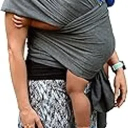 Baby Carrier Wrap: Soft, Stretchy, Breathable Cotton Baby Wrap, Baby Sling, Nursing Cover Up for use with Newborn-Toddler: Evenly distributes Weight for More Comfortable Carrying (Dark Grey)-picture-23