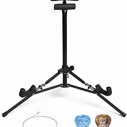 Juârez JRZ150 Mini Foldable Compact Vertical Floor Guitar Stand Tripod for Acoustic/Electric Guitars, Violin, Ukulele with 2 Picks, 1 x E 1st String, Black-picture-31
