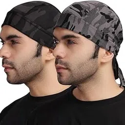 arham diam Unisex Spandex Patka Skull Cap Bandana/Fashionable Helmet Liner/Head Cap-Hard Hat Liner Sweat Cap - Cycling Cap - Pirate Bandana Army Print (Pack of 2), Free Size-picture-32
