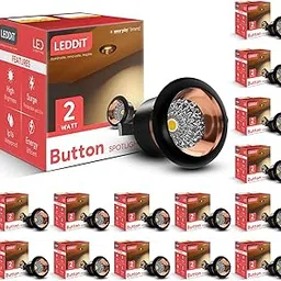 Leddit 2W Rose Gold Button LED Spot Light, Warm White (Golden Yellow), Round Design, Pack of 15-image-43