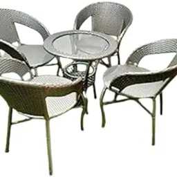 ES CRAFT Furniture D-12|Indoor |Outdoor |Living Room| Balcony| Garden| Chair Table Set 4+1 (4 Chair + 1 Table)| Furniture Set| Coffee Chair Table Set| Powder Coated|(Silver)-picture-38