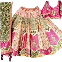 Traditional Banarasi Silk Lehenga Choli with Embroidered Blouse and Contrast Dupatta – Designer Bridal & Festive for Women – Pink & Green Heavy Woven Zari Work Lehenga Set-image-7