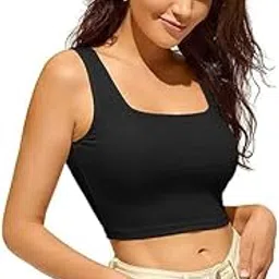 pinkhub Women's Ribbed Crop Top, Tank Top, Square Neck, Sleeveless Short Top-picture-50