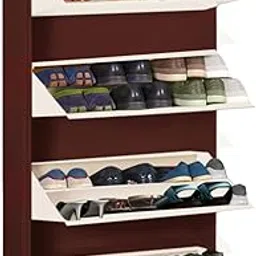 DELITE KOM Metal Shoe Rack for Home | 29" Wide 8 Shelf | Shoe Cabinet for Home with Lock | Double Decker | Wall Mount - DIY | Sandal Shoe Organizer Stand | 100% Powder Coated-image-9