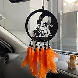 Acrylic Car Hanging Accessories Interior Elegant Dream Catcher for Car Handmade Ornament for Rear View Mirror Decoration Lord Radhe Krishna, Hanumanji, Buddha (Hanumanji)-picture-37