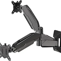 13-32" Dual Monitor Gas Spring Wall Mount 360 Degree Swivel & Tilt View-picture-22