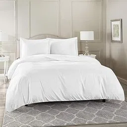 COTT Linen - King Size rajai Cover Double Bed Cotton King Size Duvet Cover II Comforter Cover II Razai Cover II (Dohars) / Quilt Cover for Double Bed with Zipper (102x110 Inch)-White Solid image 1