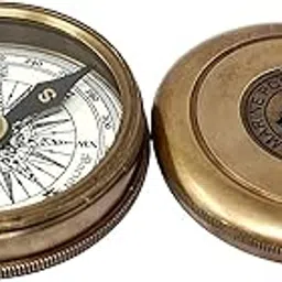 Captain Exporter Vintage Replica Nautical Brass Pocket Transit Compass with Robert Frost Poem | Antique Maritime Compases with Wooden Box | Classic Working Compass for Home Décor & Gifting-picture-16
