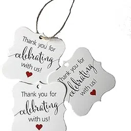 Atmiyamart Thank You Cards Gift Tags 1 inch Vintage White Paper Hang Wedding Party Favor, Birthday Party, Baby Shower Handmade 100pcs(3x3cm)-image-24