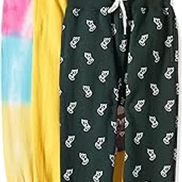 T2F Girls Regular Fit Printed Cotton Joggers Track Pants (Pack of 3)-picture-68
