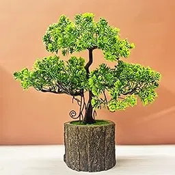 Artificial Plants Pot Fake Bonsai Pine Trees Plants Greenery Japanese Pine Bonsai Tree Desktop Display Simulation,Office,Living Room (TrayPot, Height : 30CM)-image-1