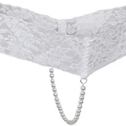 5xSexy Women Crotchless Panties Sheer Lace Thong Underwear Pearls Strings White-image-58