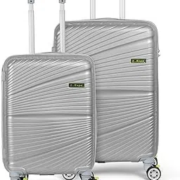 la expo Cabin Polypropylene Spinner Wheel Lock Trolley Bags Set of 2 (55cm + 65cm) | 8 Wheels Hard Case Luggage | 360° Wheeling Suitcase for Men & Women, Lightweight Travel Bag (Grey) image 1