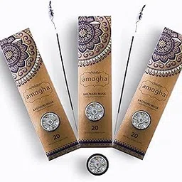 Amogha Incense Sticks in Flat Pouch with Mirror Holder-Set of 3 -Fragrance Kasthuri Musk (Kasthuri Musk)-picture-32