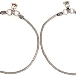meera jaipur Sterling Silver Tribal Flat Chain Anklet, Silver, 925 Sterling Silver, Women's, Traditional, Adult, 10.5 Inch-picture-47