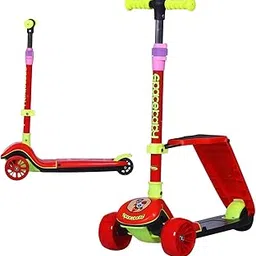 SPACEBABY 3 Wheels Kick Scooter for Boys & Girls, Foldable & Adjustable Height with PU LED Wheels and Comfortable Seat | Age 3 Years+ Upto 70Kgs. (RED) (Red)-picture-16