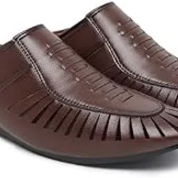 zixer Summer Latest Urban Men's Shoes Premium Synthetic Leather Mule Loafers Men's Shoes Handmade Ultra Premium Lightweighted Daily Easy Wear Open Back Half Cut Trending Classic Slip On Shoes for Men-picture-19