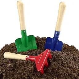 SARNESHWERAM Kids Garden Tool Set, 3-Piece, Wooden Handle with Colourful Metal HeadsOutdoor Gardening Kit Gardener Tools Set, 1Rake, 1 Shovel, 1 Trovel Children's Play Set Beach Sandbox Toy-3 Pieces-picture-24