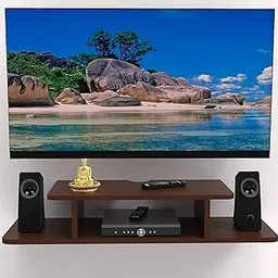 TECWOOD Floating TV Entertainment Unit Made of Wood - Wall Mounted Stand for Set-Top Box, Wall Hanging Shelves, Cabinet, Rack for House, Living Room, Bedroom (Brown)-image-93