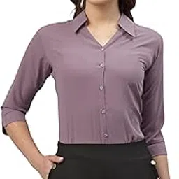 Women's Poly Viscose Solid Regular Fit Shirt, Casual, Formal-image-1