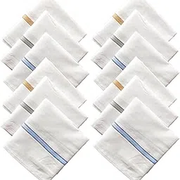 nigsur Cotton Handkerchief for Men Striped White (King size 46cm x 48cm) - Pack of 12-picture-14