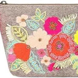 Desi Drama Queen Jacquard Bloom Pouch Makeup Pouch, Toiletry,Makeup Accessories and Cosmetic Bags for Women and Girls (Size: 20.5X8.5X13 Cm)-image-11