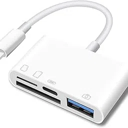 KikoSaka SD Card Reader for iPhone Lightning to 4 in 1 USB Camera Adapter Compatible Female OTG Micro SD TF Memory Card Reader for iPad with Charging Port-picture-19