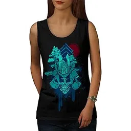 funky club Japanese Death Skull Womens Tank Top, Ancient Athletic Sports Shirt Graphic Tank Top/Gym Tanks-picture-27