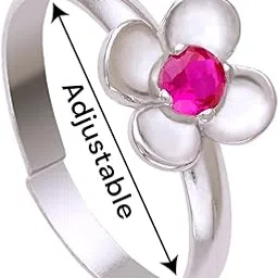taraash 925 Sterling Silver Floral with Pink CZ Adjustable Toe Rings For Women | Chandi Bichiya | With Certificate Of Authenticity-picture-26