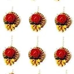 Laxmi Enterprises Flower Maang Tikka for Wedding | Baby Shower | Haldi | Mehandi | Party in Yellow and White Colour for Girls and Women (Pack of 18)-picture-11