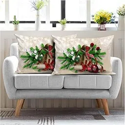Soft Fabric Designer Decorative Printed Merry Christmas Theme Pillow Cover Xmas Decorations for Sofa Living Bed Room Set of 2, 17 x 26 inch Multi (CHMPC58)-picture-28