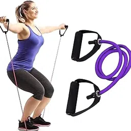 Single Toning Resistance Tube for Exercise Band Stretching, Workout, Home Gym D Shaped Foam Handles for Men and Women-image-61