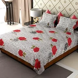 Amethyst Floral Attractive Polycotton Double Bedsheet with 2 Pillow Covers - Multicolor-picture-23