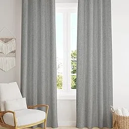 FRESH FROM LOOM opaque Jute Curtains For Door 7 Feet Long|Medium Window Curtain|Yarn Weaved Parda|Modern Parde For Living Room Bedroom|Screens With Grommet Curtains Ring Curtains|(Grey,2Pc)-image-34