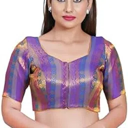 vamas Women's Brocade & Georgette Self Design Elbow Sleeves Readymade Saree Blouse (X-730.ELB)-picture-39