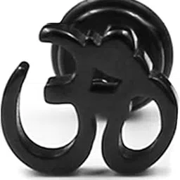 peora Black Stainless Steel Stylish Ohm Stud Earring for Men (1 pc.)-picture-24