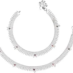 aanyacentric White Metal Gold Plated Payal Anklet for Women & Girls-picture-30