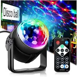 Jividri Sound Activated Party R Gb Disco Ball Light W/Remote Control Dj Lighting,Strobe Lamp 7 Modes Stage Par Light for Home Dance Parties Bar Karaoke Xmas Club -1 Pack-Corded Electric,Led,Black-image-8