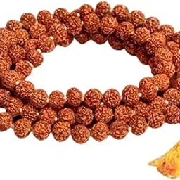 108 Pancha Mukhi Rudraksha Mala | Traditional Japa Beads | Spiritual Prayer Beads | Meditation & Mindfulness Accessory | Versatile Wear for Neck & Wrist-picture-19