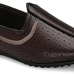 laurel fashion fever Men's Laser-Cut Comfort Faux Leather Look Stylish Mule for Kurta-picture-21