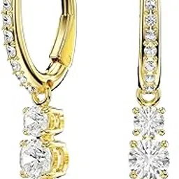 swarovski Stilla Attract Ring Earrings, Round cut, White, Gold coloured top layer-picture-49