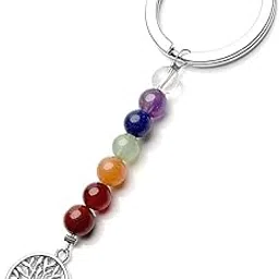 Natural Chakra Beaded And Tree Of Life Lucky Charm Crystals Key Chain Key Ring For Chakra And Reiki Healing-image-6