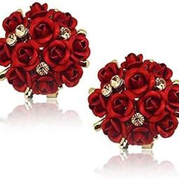 youbella Jewellery for women earings Crystal Rose Shape Floral Stud Earrings for Girls and Women-picture-18
