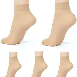 khillayox Women & Girls Ankle Length Skin Color Anti-Tan Lycra Socks For Summer’s without thumb (Multicolor/Free size)-picture-35